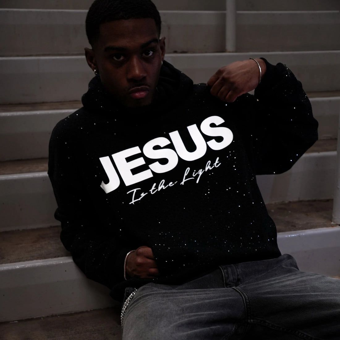 "Jesus is the Light" Rhinestone Hoodie